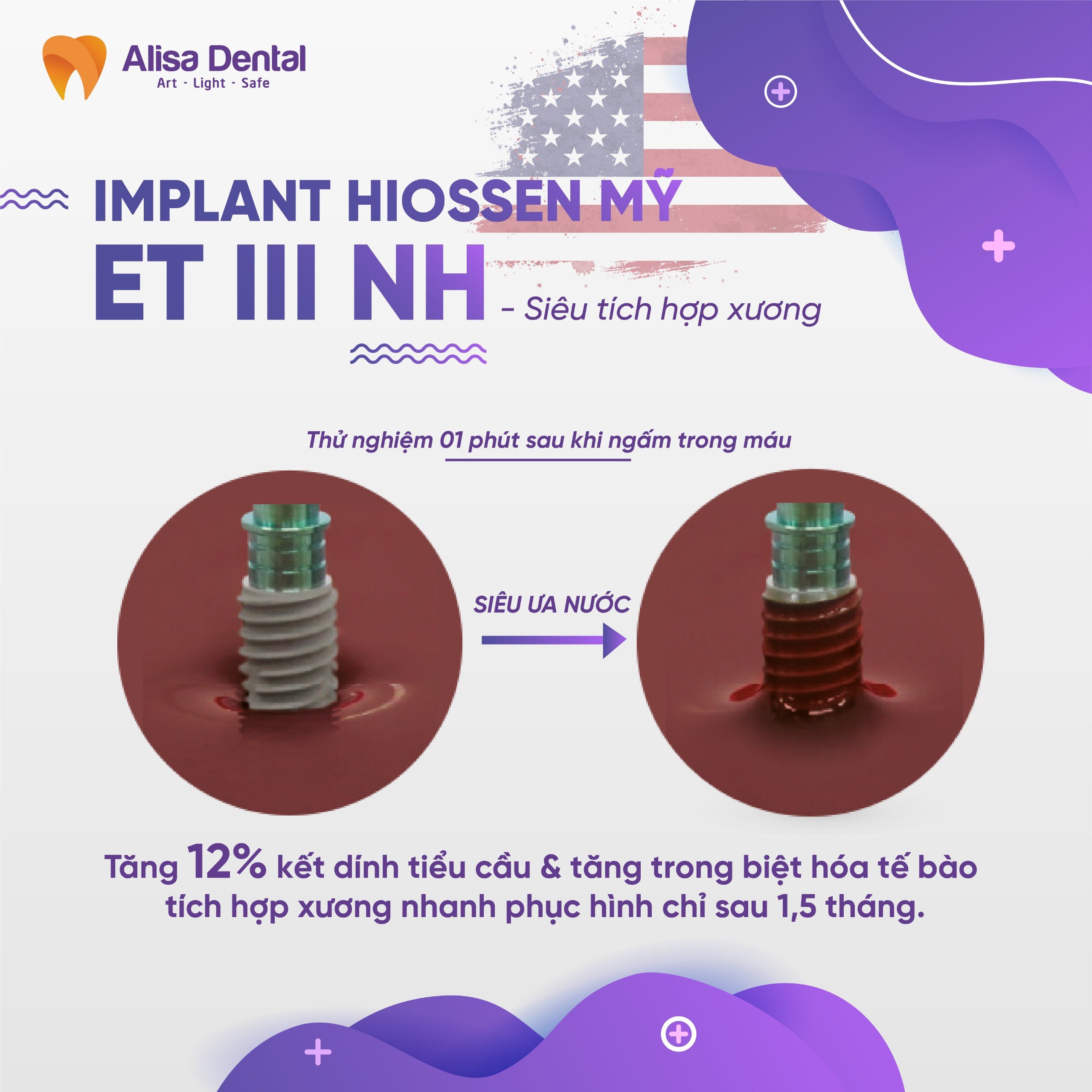 Implant Hiossen ET III NH siêu tích hợp xương thế hệ mới